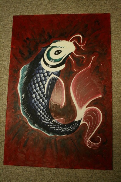 Blue Fish on Red Water