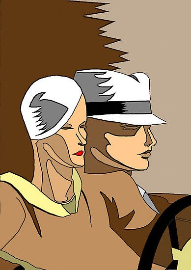 Couple driving