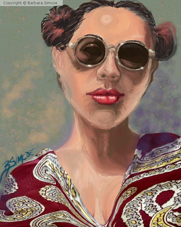 Girl with sunglasses and paisley dress