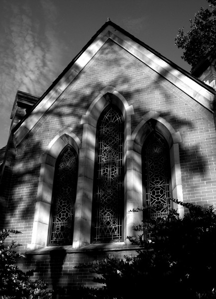 church in shadows
