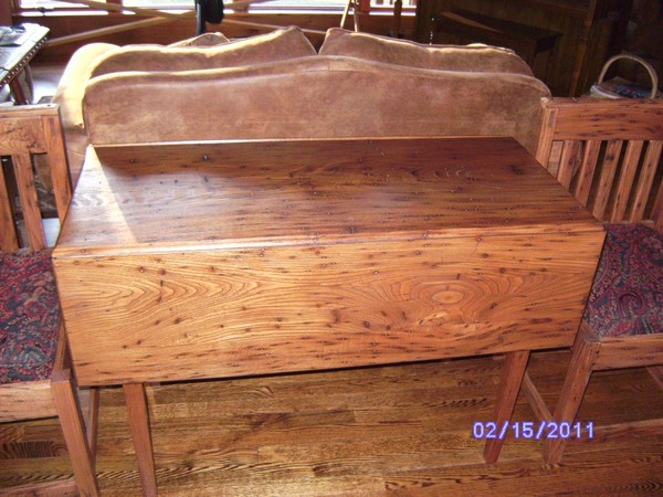 Wormy Chestnut Drop Leaf Table