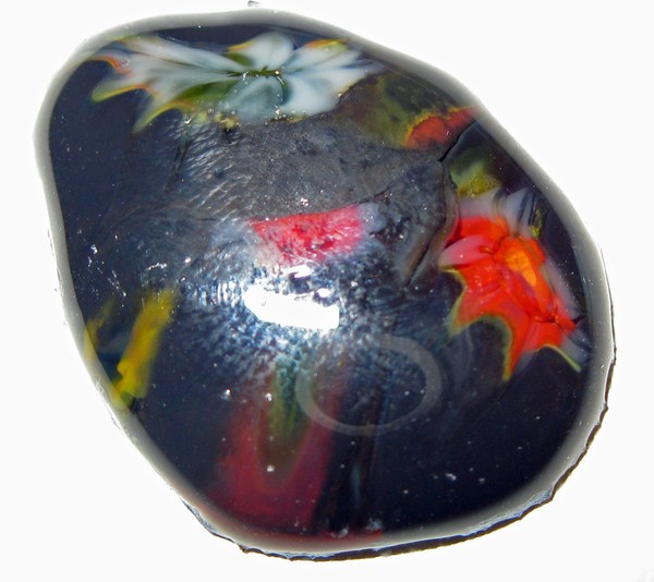 Fused Glass: Black Oval Milleflori