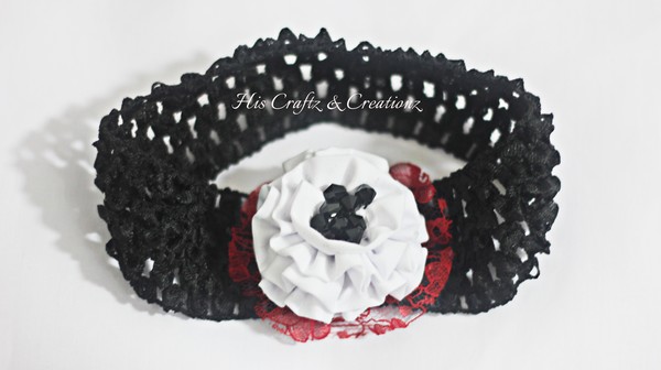 Hand Made Hand Sewn Flower with Crocheted Headband