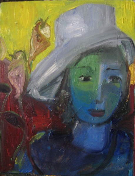 the girl with white hat
