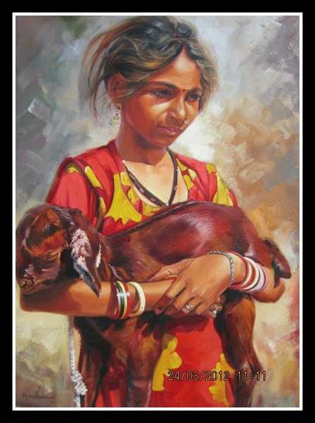 Girl with baby goat....