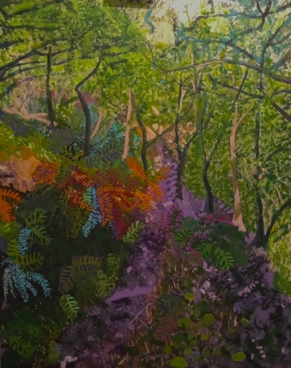 Cumbrian woodland late summer landscape with ferns