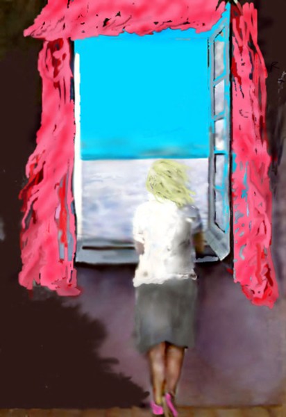 Valli girl standing at window