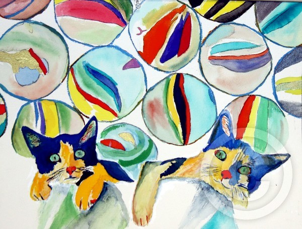 Cat Eyes Leahs watercolor 12 x 16