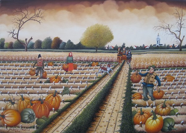 Pumpkin gathering field