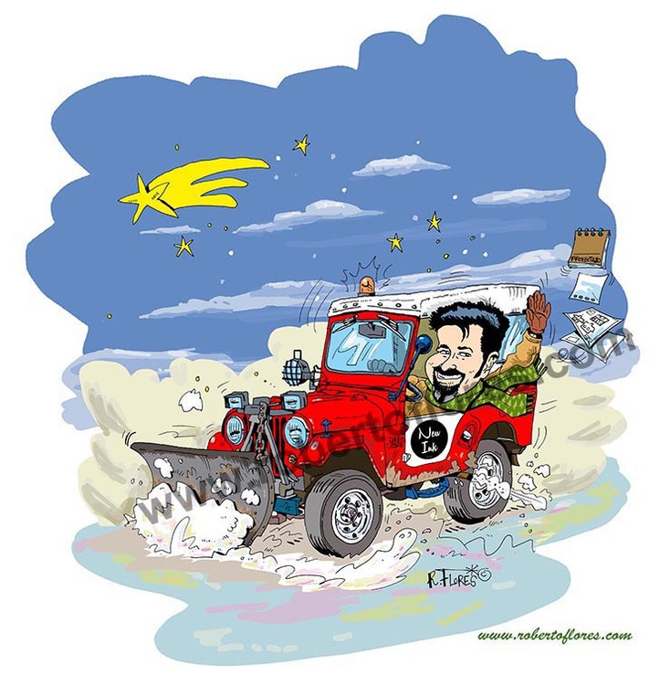 Willys CJ5 jeep Christmas cartoon
