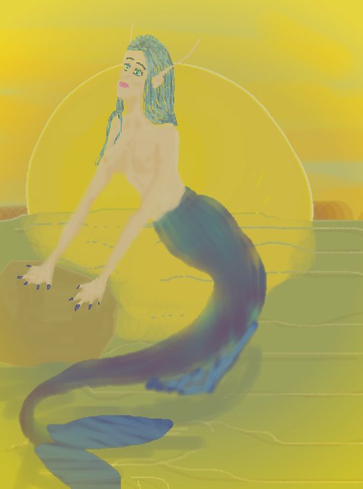 Pensive Mermaid in color