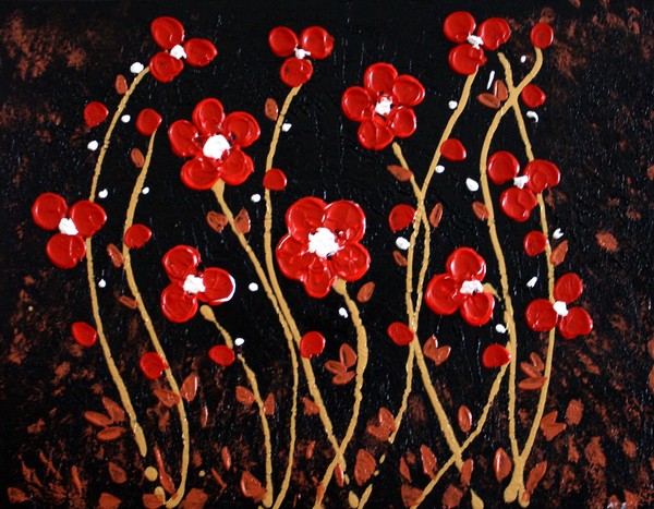 Red Flowers on the Black