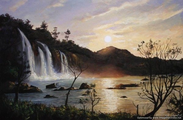 beautigul nature with water and sunset 18 x24v