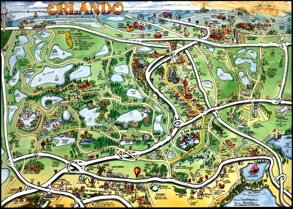 Orlando Florida Cartoon Map