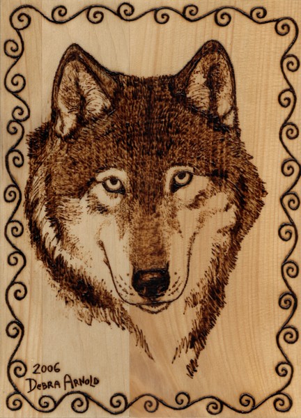 Pyrography:Wolf Portrait