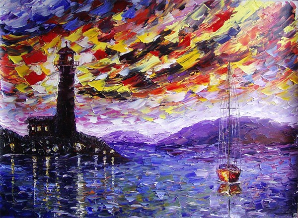 RED CLOUDS rybakow OIL HAND PAINTING ART
