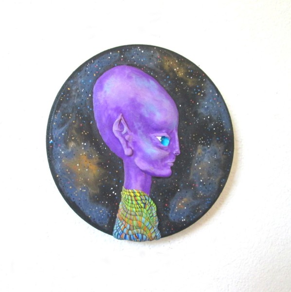 Purple Alien Sculpture