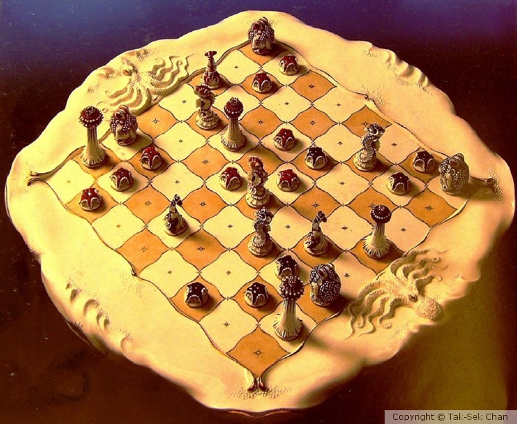 A porcelain chessboard