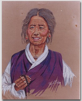 Sikkimese woman with beads