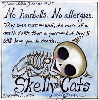 Dark Little Dearies #2 - Skeleton Cat Art 