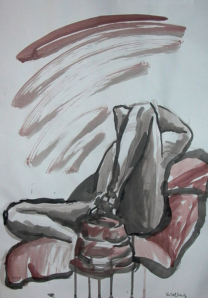 Nude Male Life Drawing - ink
