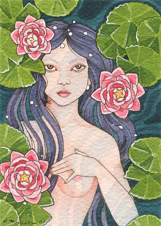 ACEO - Shy pond nymph