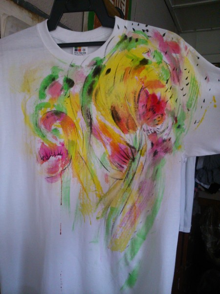 hand painted t shirt, flowers series