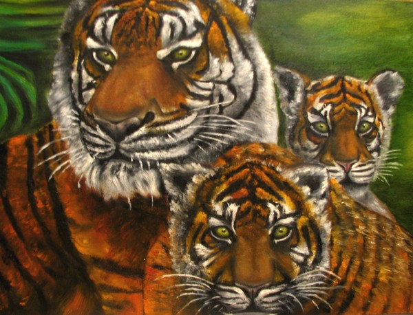Tigers Family Original oil painting