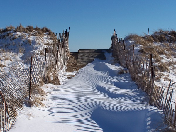 Snow Covered Path to Beach