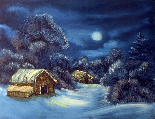 WINTER NIGHT IN A WOOD