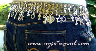 Silver Color Belt with many charms 