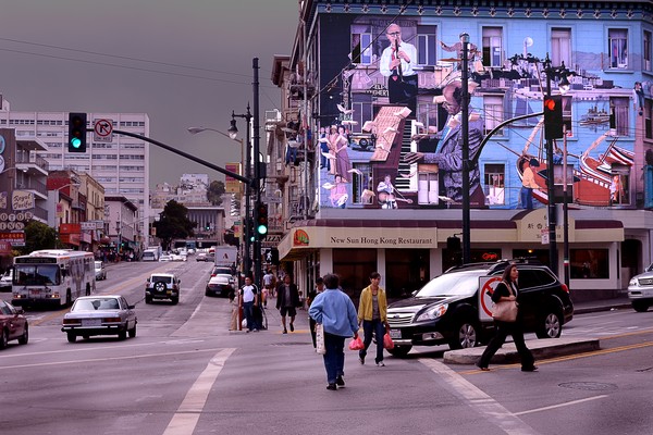 wall painting over new sun restaurant ,606 broadway, San Fran