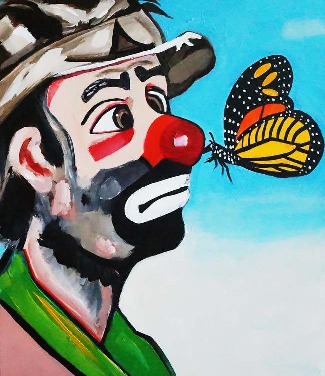 CLOWN WITH BUTTERFLY KISS