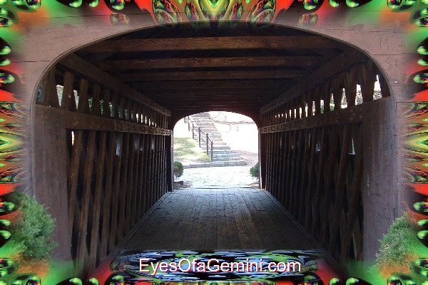 Looking in a covered bridge