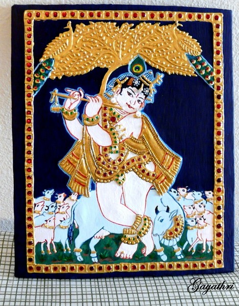 Krishna in Tanjore painting