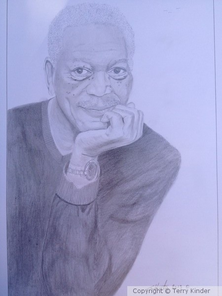 Portrait of Morgan Freeman done in pencil