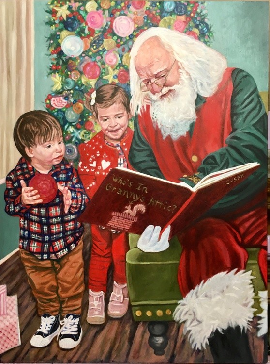 kids with santa painting