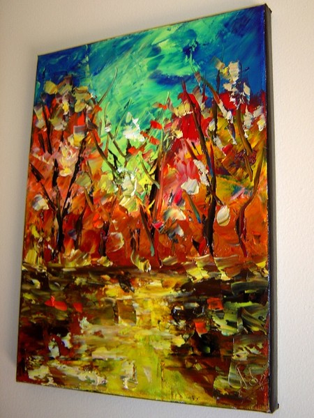 ORIGINAL FINE ART ABSTRACT MODERN OIL PALETTE KNIF