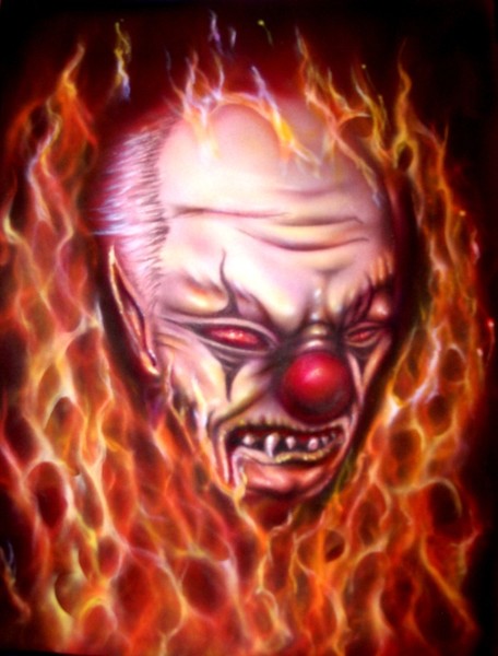 evil clown w/ fire