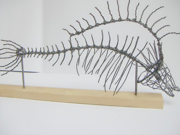 wire skeleton carp sculpture