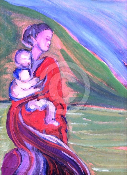 Refugee woman with baby