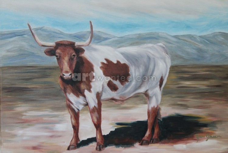 Brown and white cow