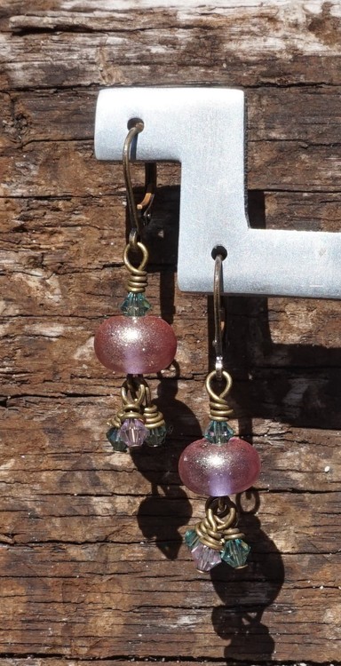Lavender Pixie Dust Brass Earrings