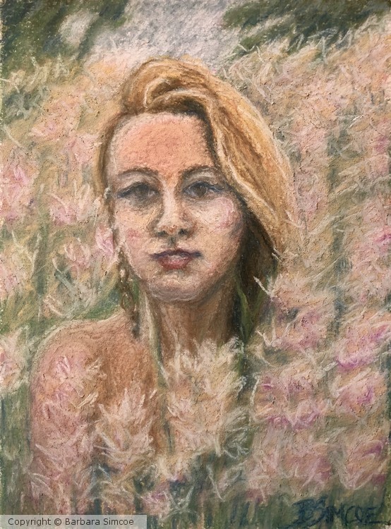 Trish in a field of flowers