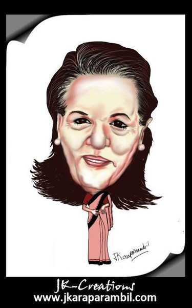 Caricature of Sonia gandhi