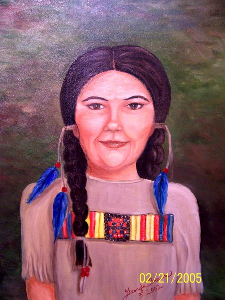 Native American girl in traditional dress