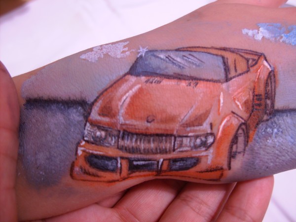 Car On toms hand