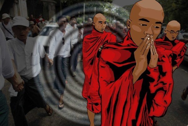 monks in protest