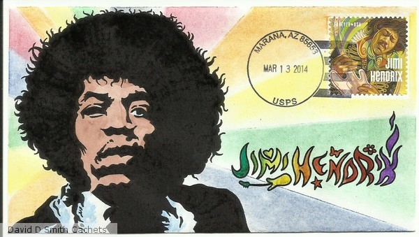 Jimi Hendrix Hand Painted FDC