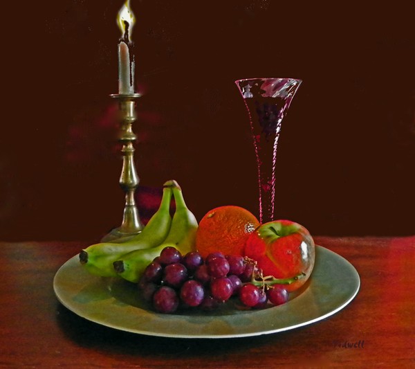 Still Life Candle and Wine